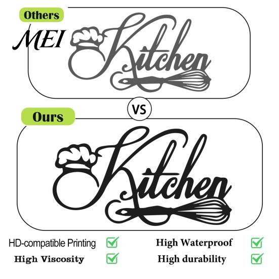 Gift for Home Decorators Minimalist Kitchen Wall Stickers, Waterproof PVC Decals with Handwritten Chef Hat Removable Murals And Egg Beater Design,