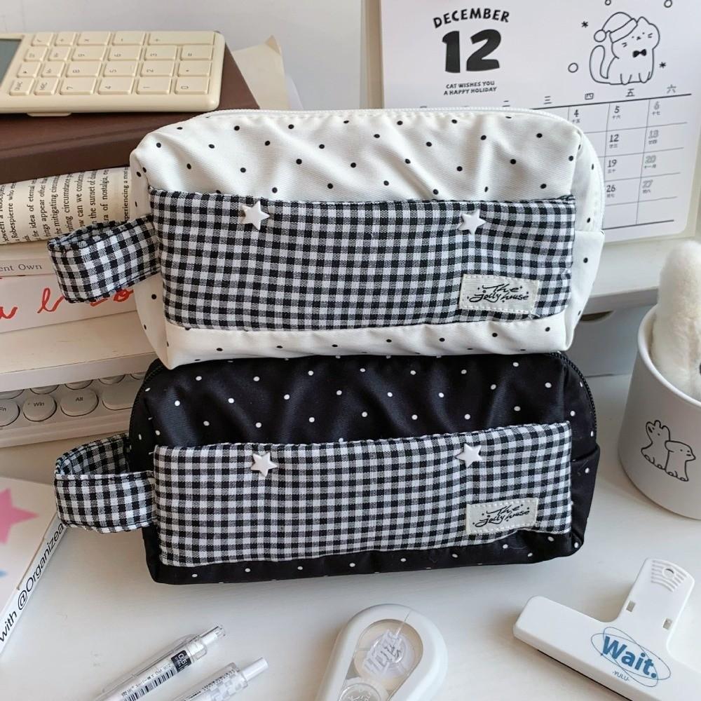 Polka Dot Star Korean Stationery Bag Makeup Bag Pen Storage Bag Handheld Pencil Bag School Office