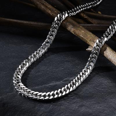 Chunky Miami Cuban Chain Necklaces for Men Women,Silver Color Stainless Steel Metal Chain Collar,Basic Classic Jewelry Gift
