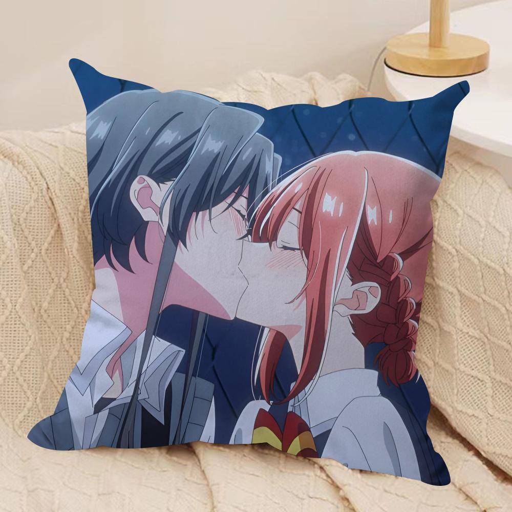 Hikikomari Kyuuketsuki no Monmon Cushion Cover Soft Plush Fabric Double-Sided Printed Sofa Cushion Cover for All Seasons Decor