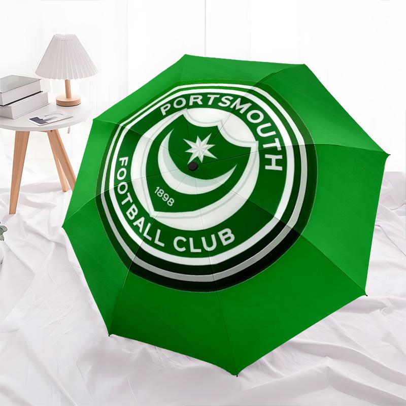 Portsmouth FC pattern, automatic folding umbrella, portable and foldable design, 8 ribs, a Christmas or birthday gift.