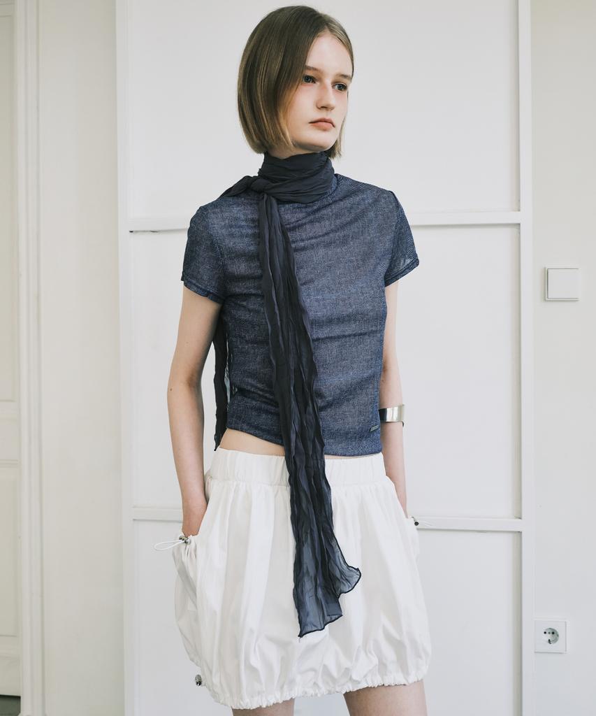 Nigaennikol Sheer Denim Mood Top_Blue