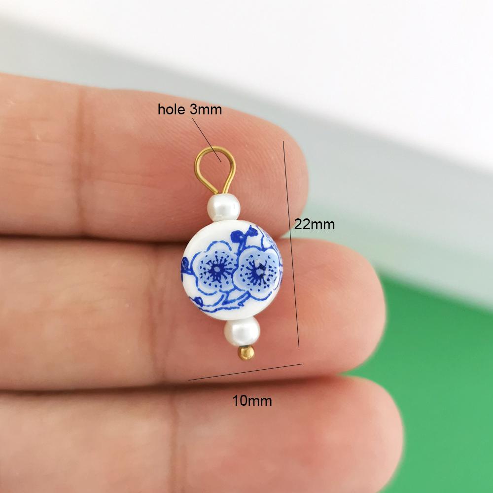 1pc Ceramics Pendant Charm Fish Heart Flower Conch Star Fruits Necklace Stainless Steel Geometric Imitation Pearl