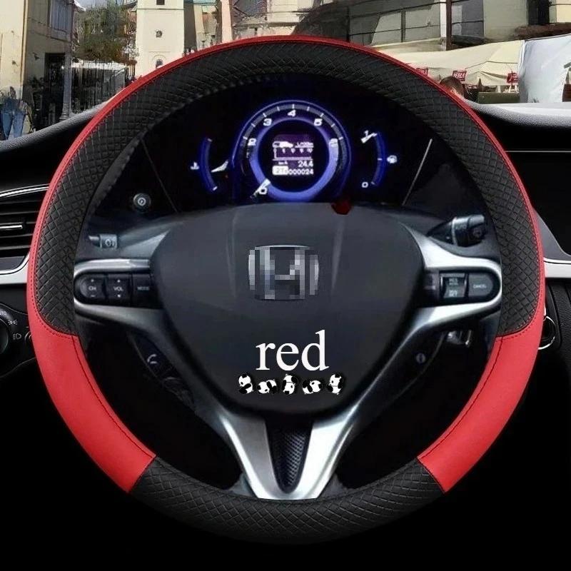 Car Steering Wheel Cover for Honda Civic 2004 2006 2007 2008 2009 2012 2013 2014 2015 PU Leather Non-slip AAccessories 38cm Size
