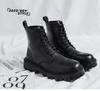 Men's British Leather Boots Versatile Non-slip Waterproof High-top Thick Bottom Heightening Simple Autumn