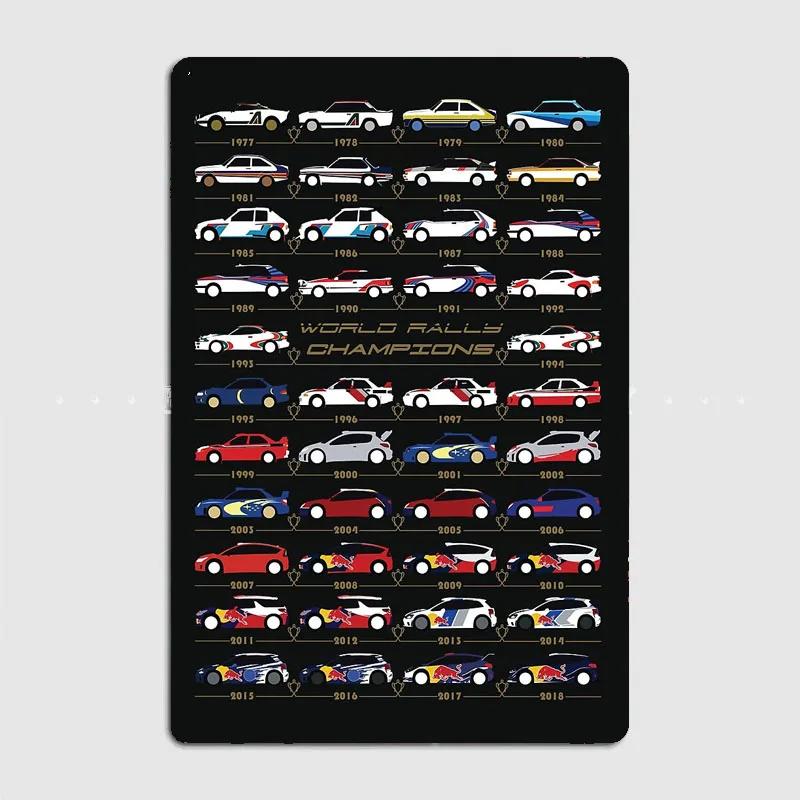 Rallying World Rally Aces Car Metal Sign Poster Garage Room Decor Automobile Club Custom Tin Vintage Home Decor