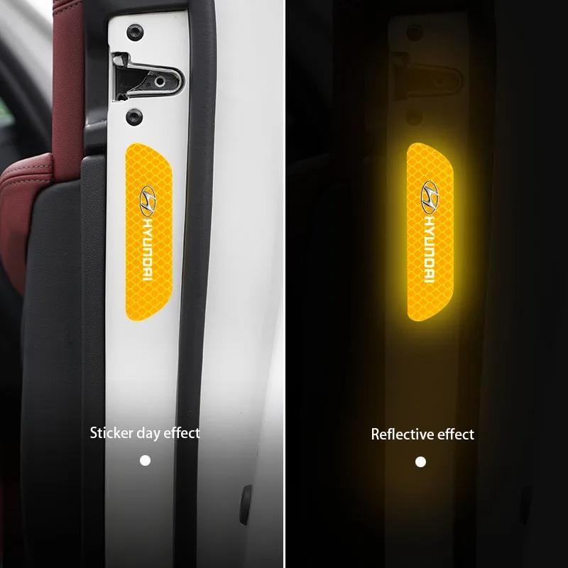 4pcs Car Door Sticker Reflective Safety Warning Mark Decoration Decals For Hyundai NLINE I30 I20 I10 Venue Tucson Ioniq IX35 I40