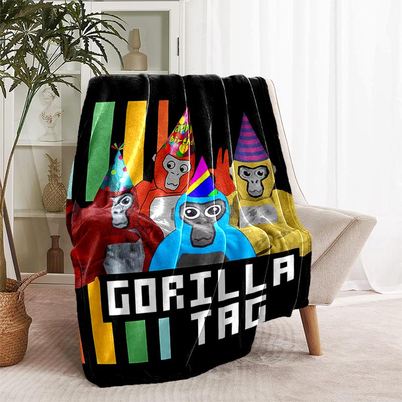 1pc Blanket Gorilla Tag Print Design, Lightweight Blanket for Sofa, Bed- Soft &Warm, Gift for All Seasons like Christmas, Halloween