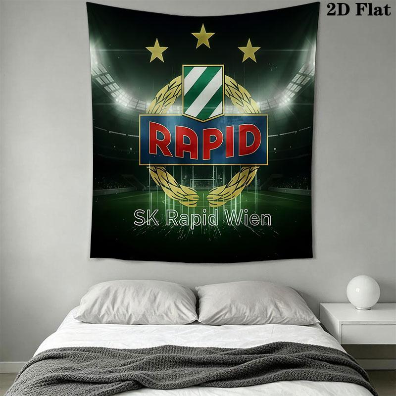 Rapid Vienna logo Wall Hanging Printed Fabric Blanket Decorative Tapestries for Bedroom Living Room Home Decor