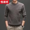 Hengyuanxiang Men's 100% Wool Thickened Round Neck Sweater
