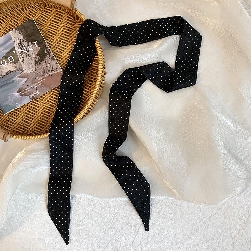 Summer new striped silk scarf long strip high-end headscarf headband tied hair streamer wrapped bag multi-purpose scarf belt