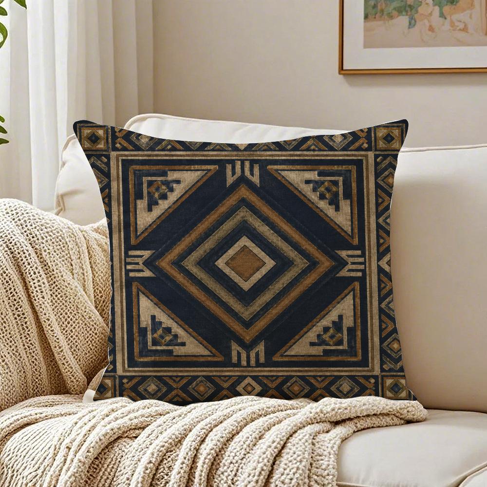 Modern Geometric Boho Style Pillow Case Double-Sided Plush Sofa Cushion Covers Organic Breathable Invisible Zipper