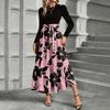 Women's Floral Print High Waist Fashionable And Elegant Dress