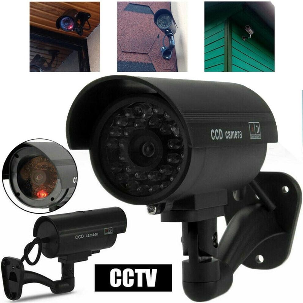 Dummy Security Camera,Fake Cameras CCTV Surveillance System with Realistic Simulated LEDs With Warning Sticker