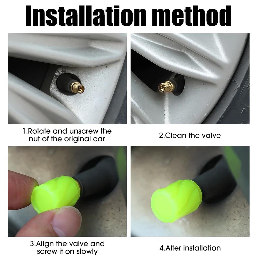 Car Tire Luminous Valve Caps Car Motorcycle Bike Wheel Valve Dustproof Protective Cover Car Tyre Night Glowing Decor Accessories