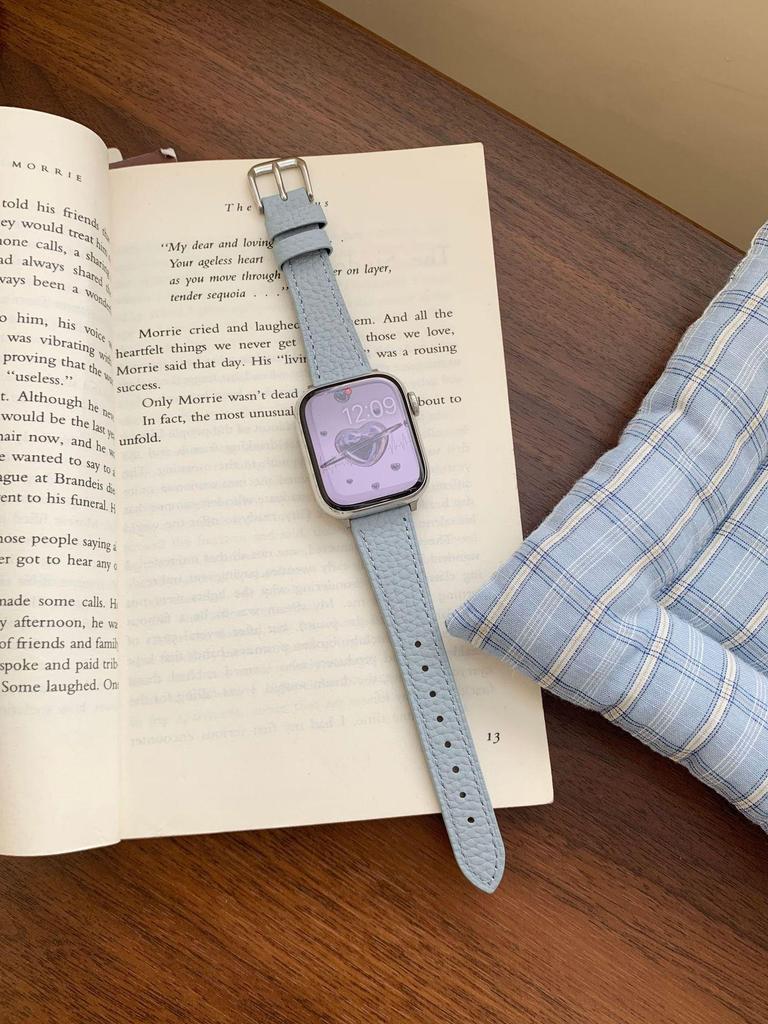 Pasek z cielęcej skóry licowej Lychee Grain do zegarków Apple Watch S10/iWatch 98765SE i Huawei GT5/GT4 – styl damski