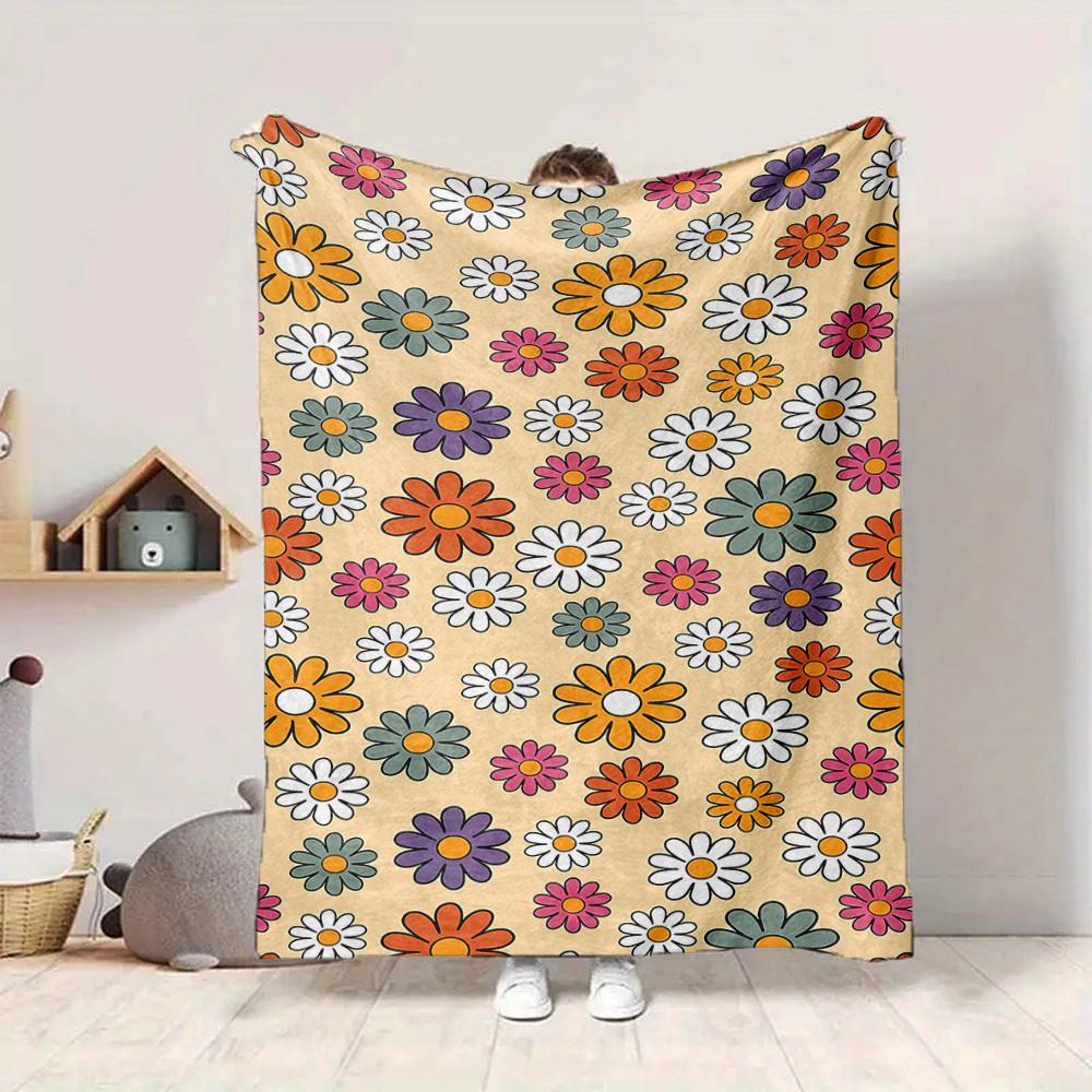 1pc Flower Pattern Lightweight Flannel Blanket, Comfortable and Warm Blanket, for Office and Camping Sofa Bed, Livingroom099