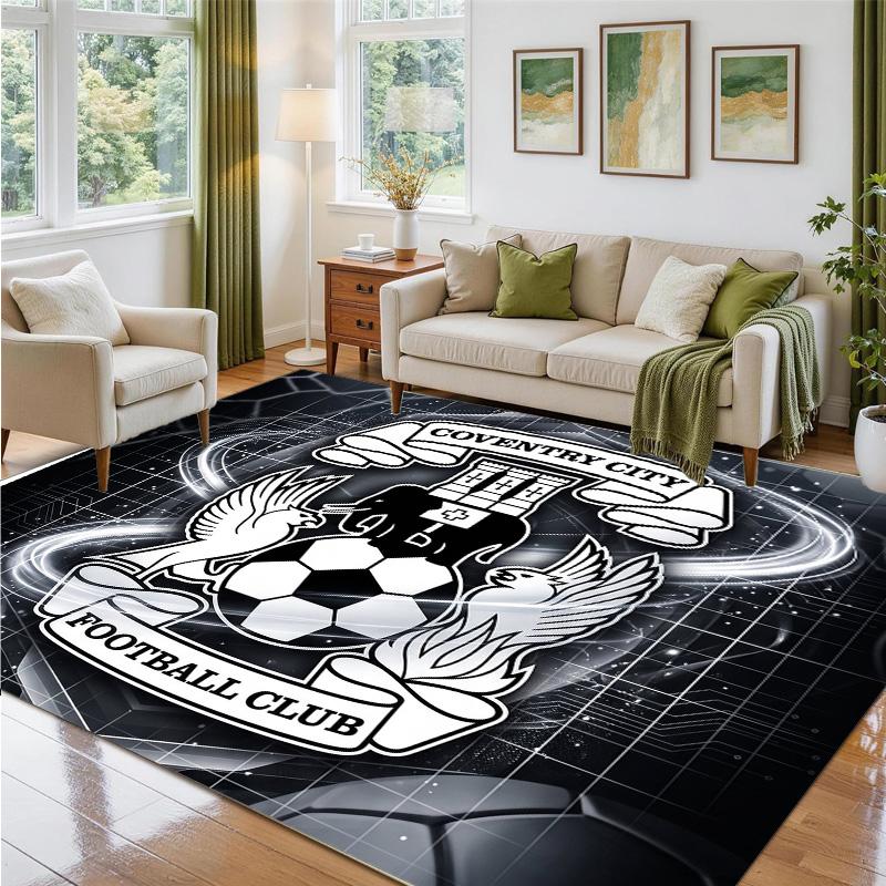 Coventry City Football Design Crystal Velvet Rug Soft Decorative Mat for Bedroom Entrance