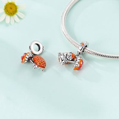 Charms Copperorange Hedgehog And Mushroom Pendants Fit Charms Plataoriginal Bracelet Beads Women Jewellery Making Diy