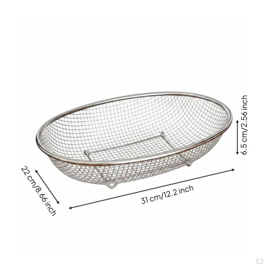 Oval Mesh Colander Easy to Clean Stainless Steel Strainer Basket Rust Resistant Drain S