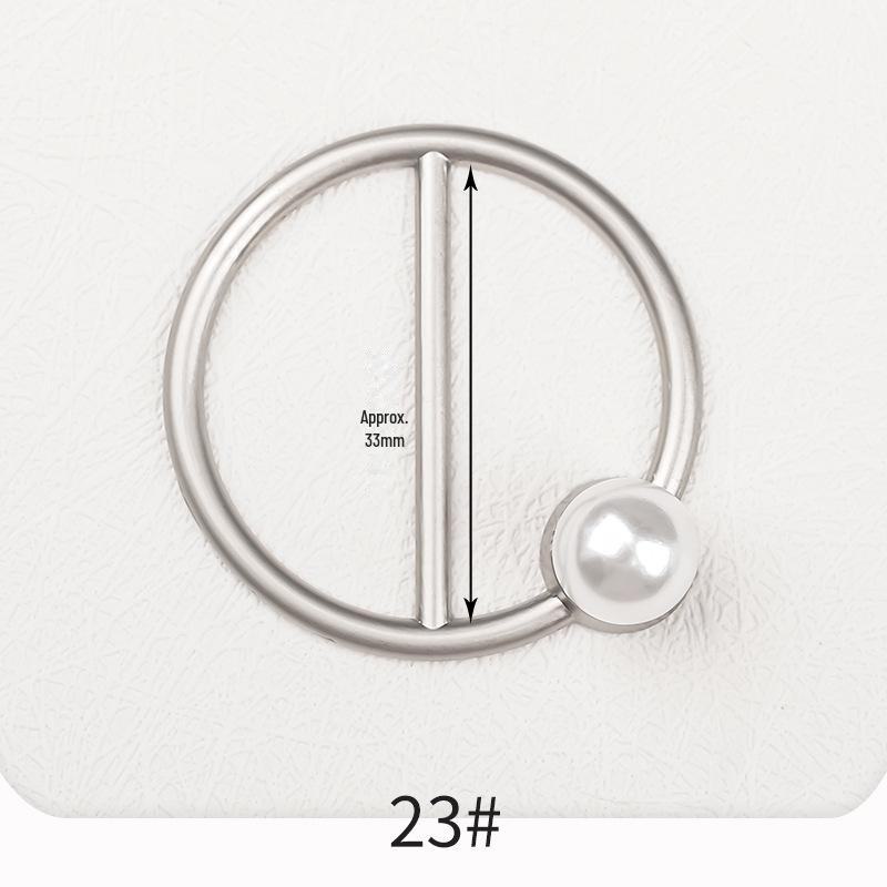 Premium Metal Buckle Summer Korean T-Shirt with Pearl Round Top Knot
