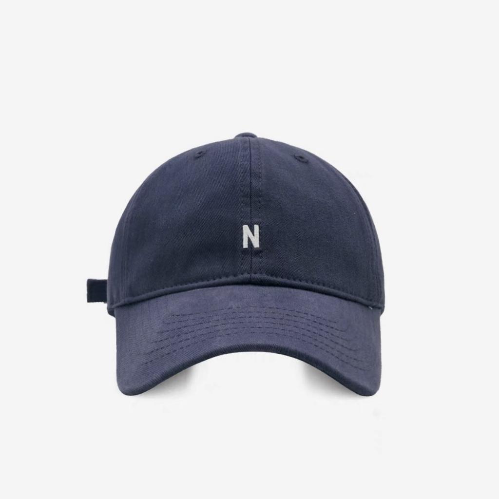 A Simple and Versatile Baseball Cap with A Soft Top Embroidered with The Letter "N" for A Korean Couple