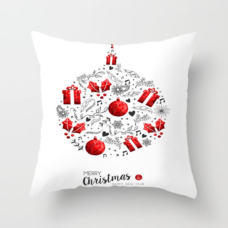 Christmas-Themed Pattern Throw Pillow Cover With Short Plush Print For Living Room Sofa Decoration Cushion Cover Pillow Covers