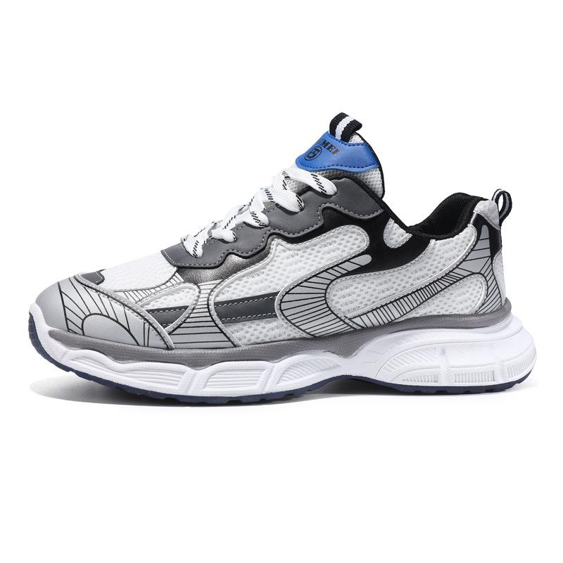 Spring and Summer New Men's Shoes Breathable Fly-woven Mesh Shoes Soft Sole Thickened Heightening Dad Shoes Men's Versatile Sports Shoes