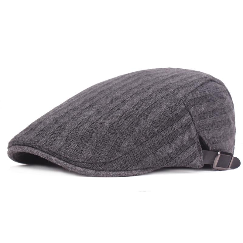 Knitted Beret Men and Women Winter Forward Cap Simple Duck Tongue Cap Middle-aged Duck Tongue Hat Hat