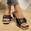 Mode Damen Hausschuhe Sommer Wedges Plateau Sandalen Mode Eckiger Zeh Hochhackige Sandalen für Damen Lässige Hausschuhe Sandalias Mujer