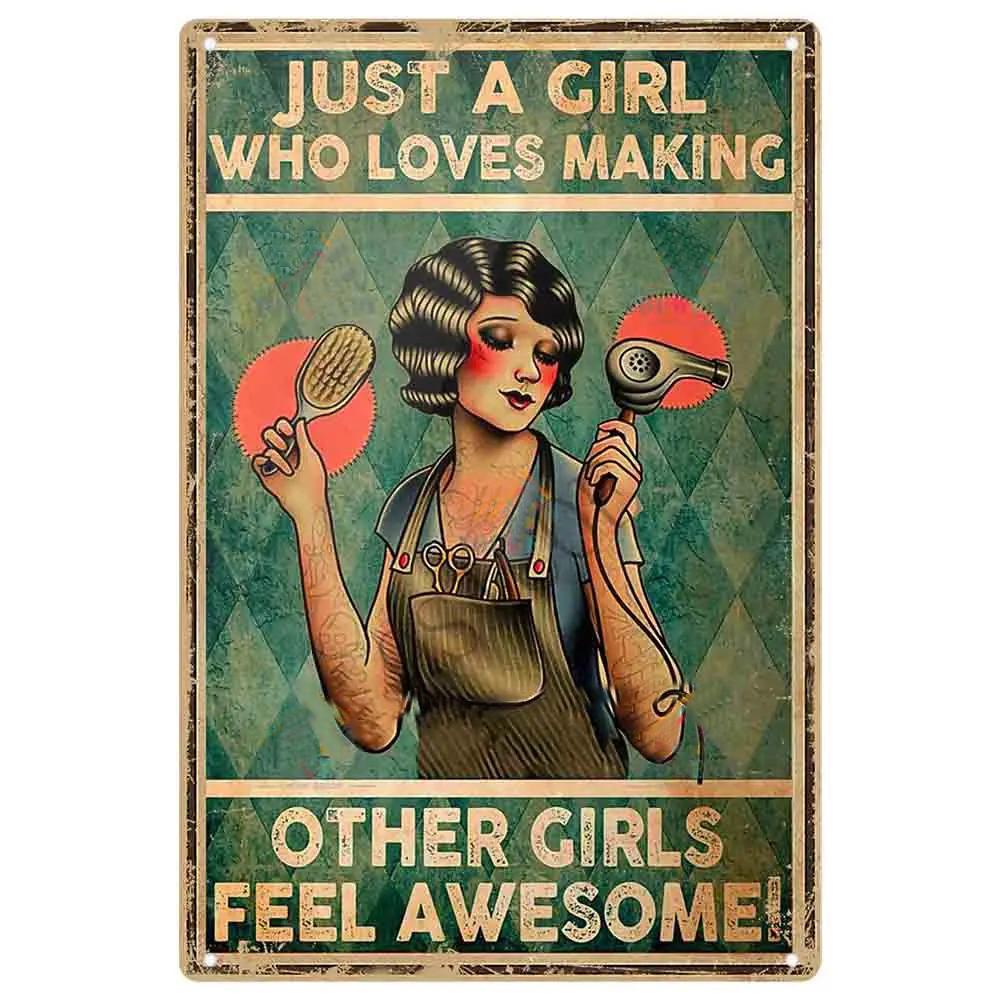 Vintage Kuaför Metal Teneke Tabelalar Kuaför Metal Posterleri Berber Dükkanı Güzellik Salonu Ev Kahve için