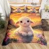 New Cute Farm Animals Duvet Cover King Size Cartoon Sheep Quilt Cover for Kids Boys Girls Teens Cute Animal Bed Set 3 Piece Set
