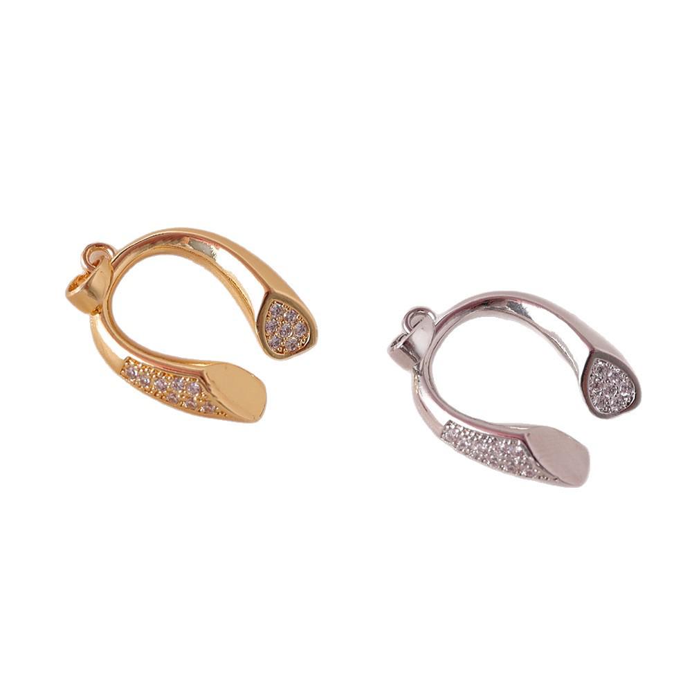 European-American Trendy U-Shaped Zirconia Pendant Horseshoe Necklace