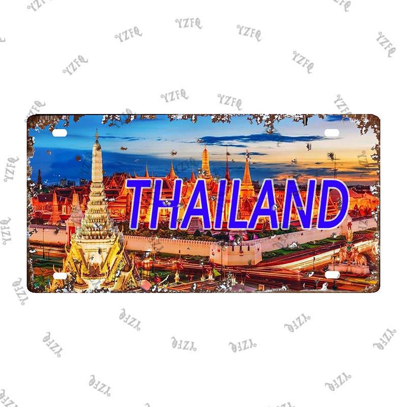 Thailand City Metal Sign Tin Poster 30X15CM Vintage Plate Tourist Souvenirs Wall Bar Home Decor Gift Customizable DC-0314A
