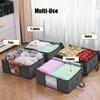 35L Fabric Storage Bags with Clear Viewing Windows - Quilted, Foldable Organizer Boxes for Clothes, Blankets & Bedding