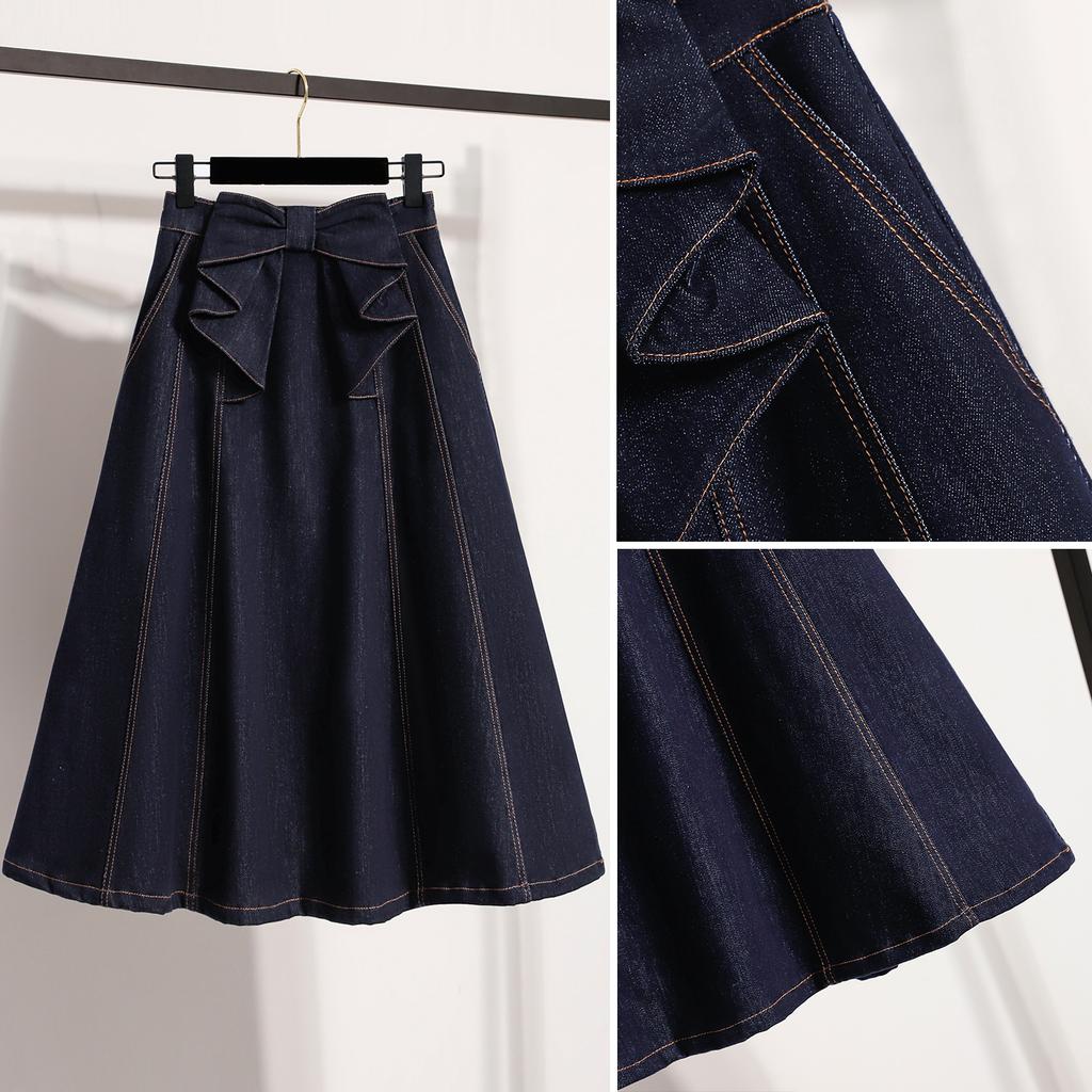 DIMANAF 2026 Plus Size Summer Women Skirts Denim Blue Fashion Jeans Lady High Waist Casual Elegant Long Skirt
