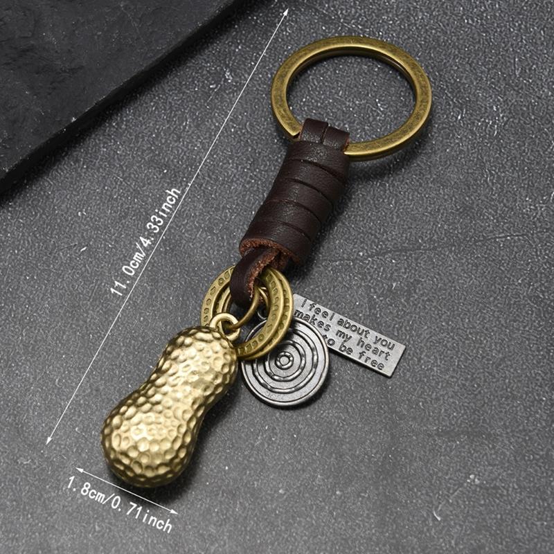 Bohemian Styles Braided Peanut Key Holder Sturdy Alloy Attachment Leather Accessory For Travel