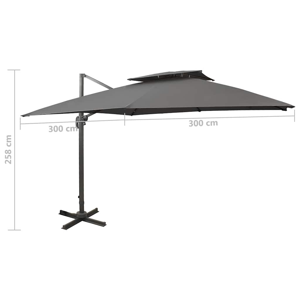 Umbrella with Ventilation 300 X 300 Cm Anthracite