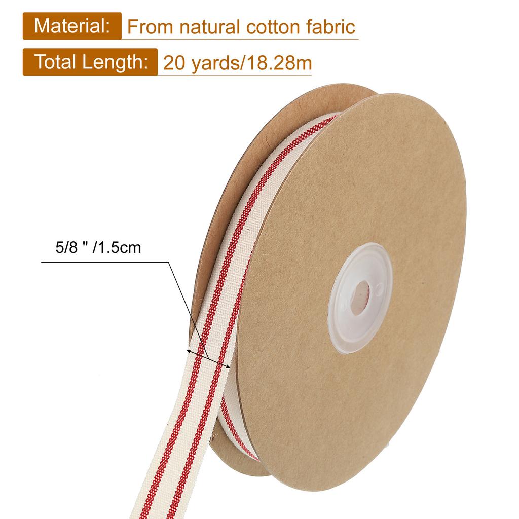 Natürliches Baumwollstreifenband Doppelseitiges Streifen-Baumwollband Natürlich mit Schwarzem Ripsband für Geschenkverpackung DIY-Bastelarbeiten