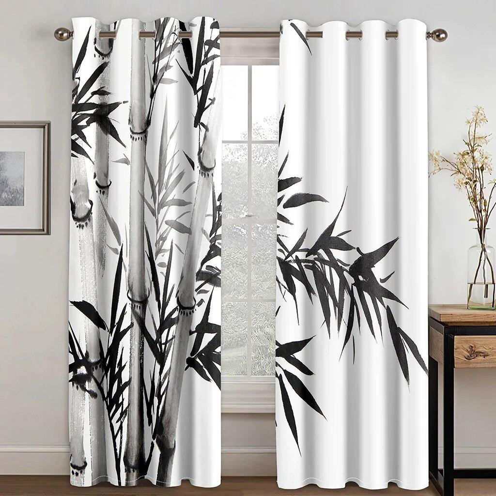 Pictură cu cerneală din bambus ieftină Perdele elegantă cu umbrire ridicată pentru sufragerie dormitor Diverse stiluri de pictură din bambus Draperie opace