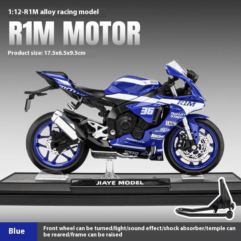 1/12 Yamaha R1M Car Model Simulation Sound and Light Belt Base Motorcycle Toy Ornaments To Give Your Boyfriend Gift