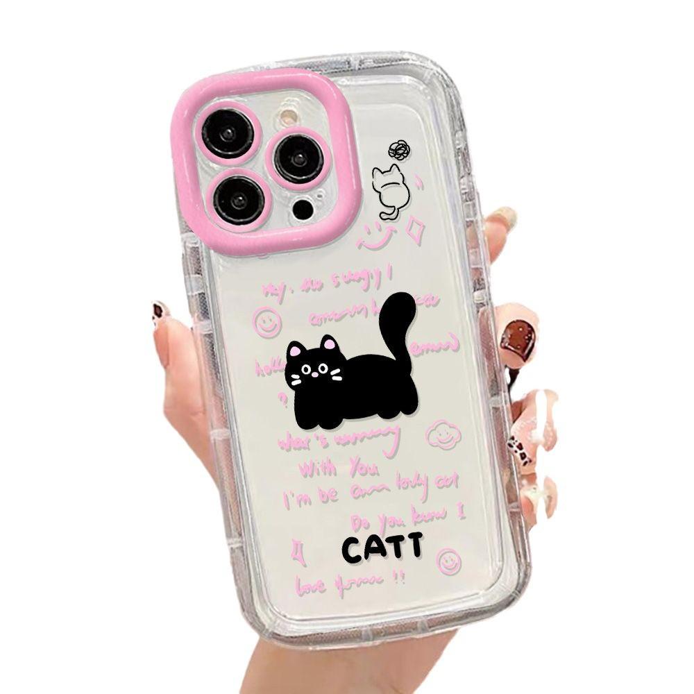 Cute black cat for iPhone17ProMax mobile phone case 14 Apple 13 fine hole 12/15 premium 16 soft case
