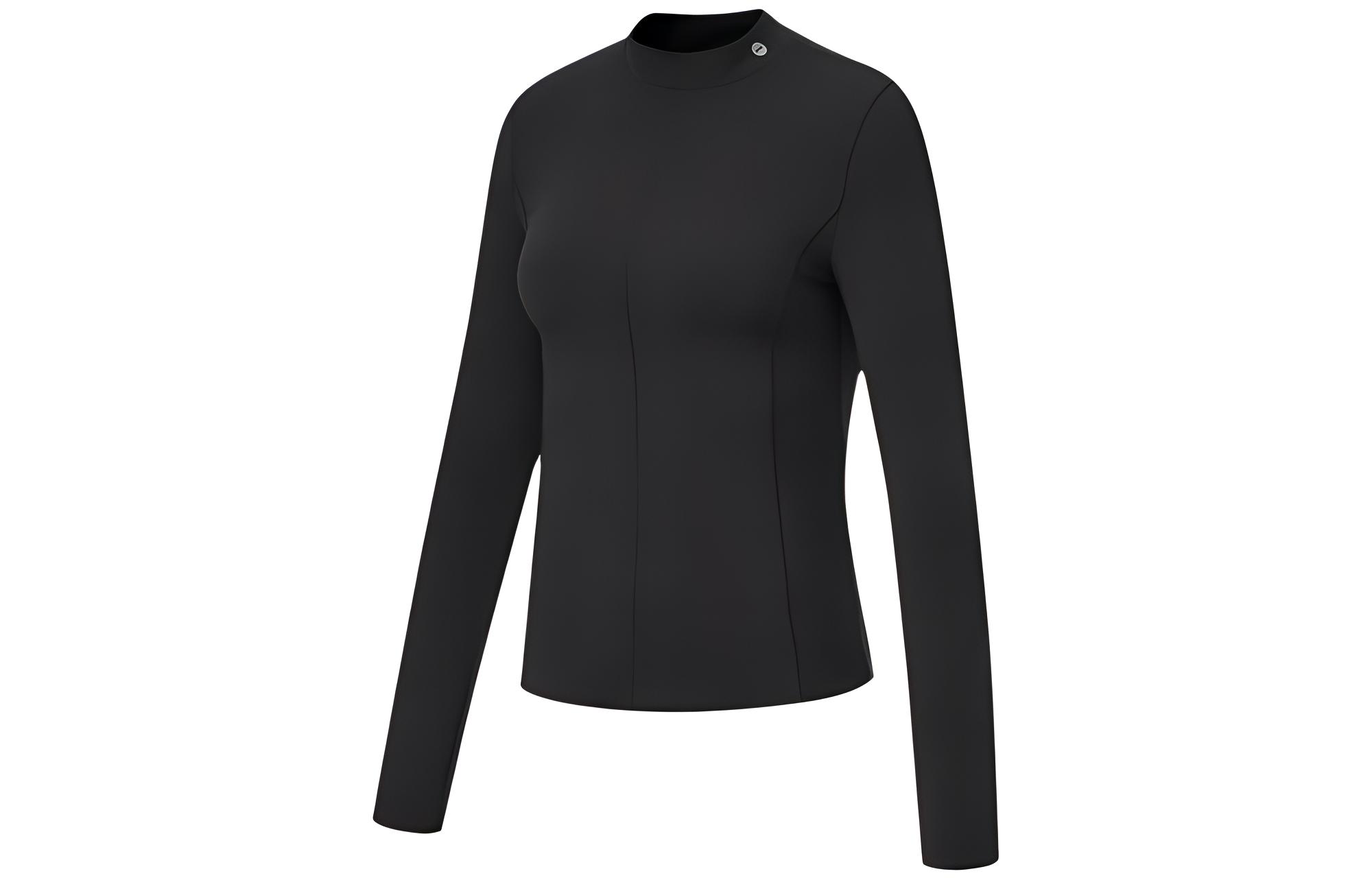 Li Ning Fitness Series T Shirts Women s Black Turtleneck Moderate Straight Fit ATLT094-2 L