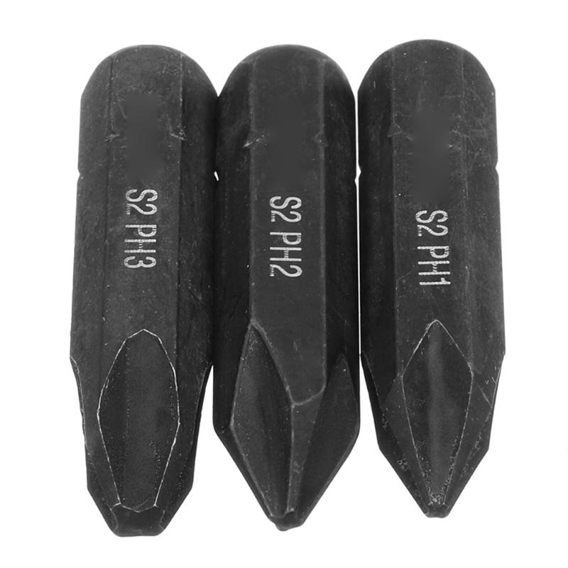 

3 Pieces Screw Bit S2 Alloy Steel PH1 / PH2 / PH3 for Cross Drill Bit Black Replaceable Strong Magnetic Bit 1