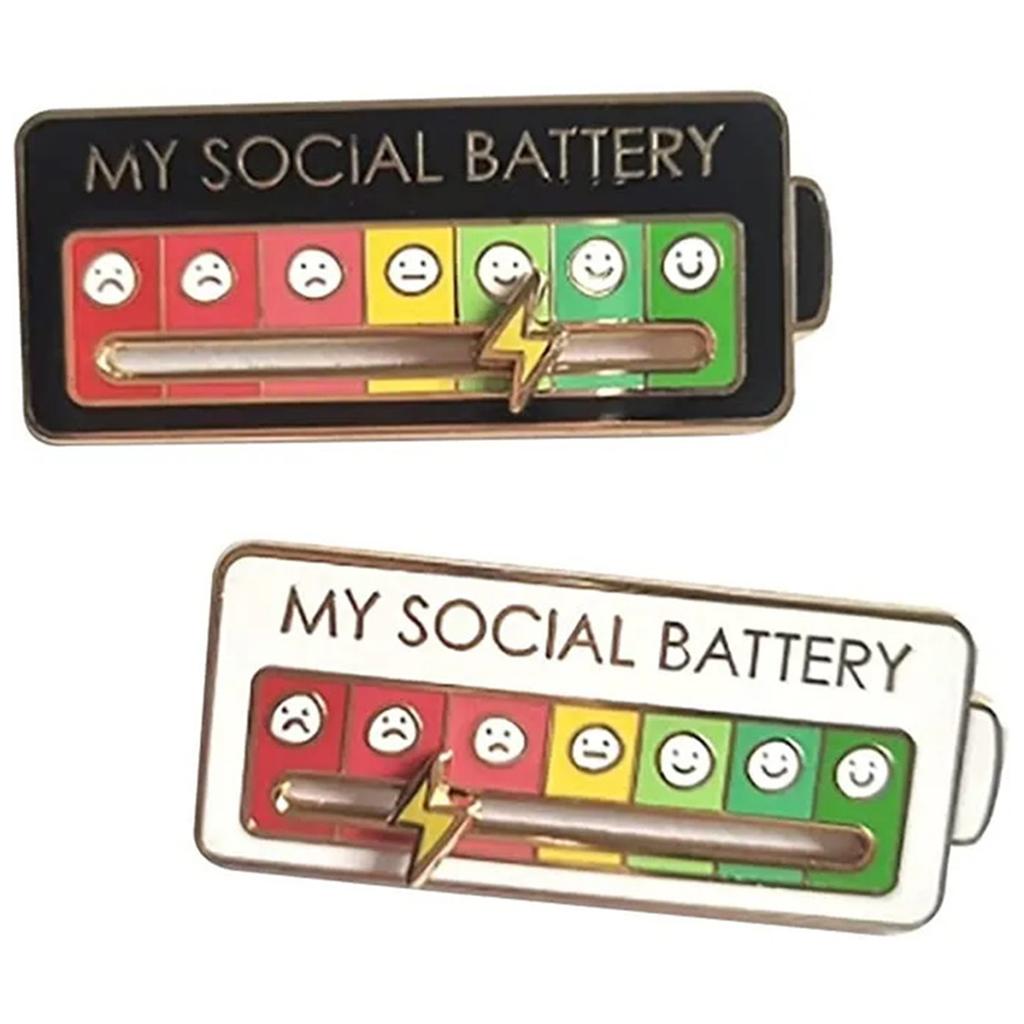 2pcs My Social Battery Pin Mood Change Brooch For 7 Days A Week Functional Aesthetic Brooch For Gifts