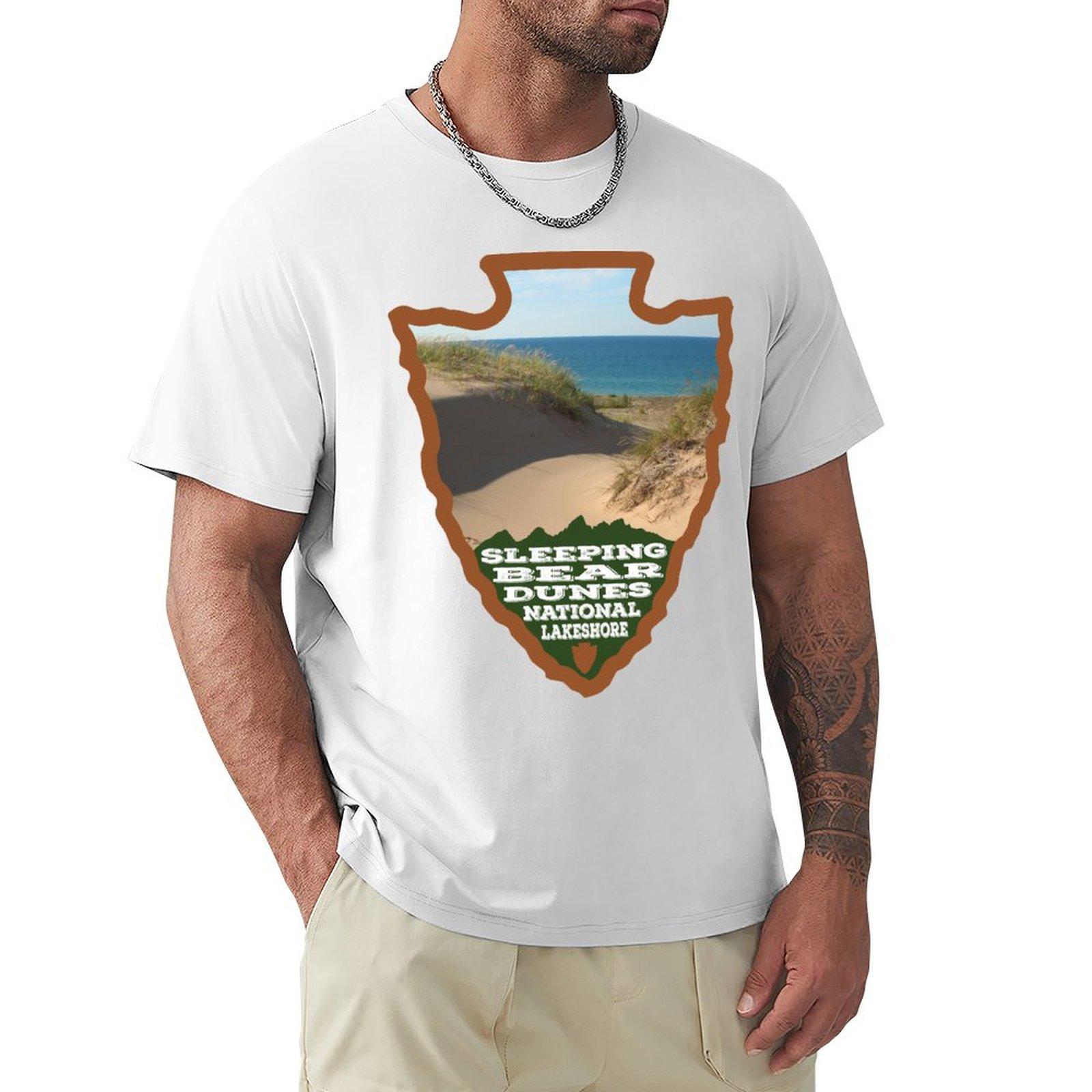 Sleeping Bear Dunes National Lakeshore arrowhead TShirt cheap stuff blacks Tshirts man heavyweight t shirts for men S