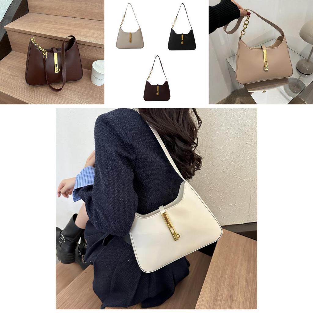 Trendy 2023 Winter New Pure Color Pu Underarm Bag French Style Shoulder Bag For Women