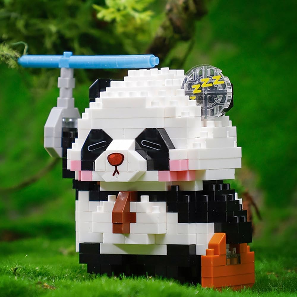 SeaRain Panda Bausteine, 9-teiliges Set, Mini-Bausteine, Riesenpanda, Bausteine, für Kinder und Erwachsene, DIY, Geschenk, Zusammenbau, Präsent