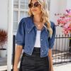European and American Sailor Collar Denim Jacket - Women's Spring/Summer Collection