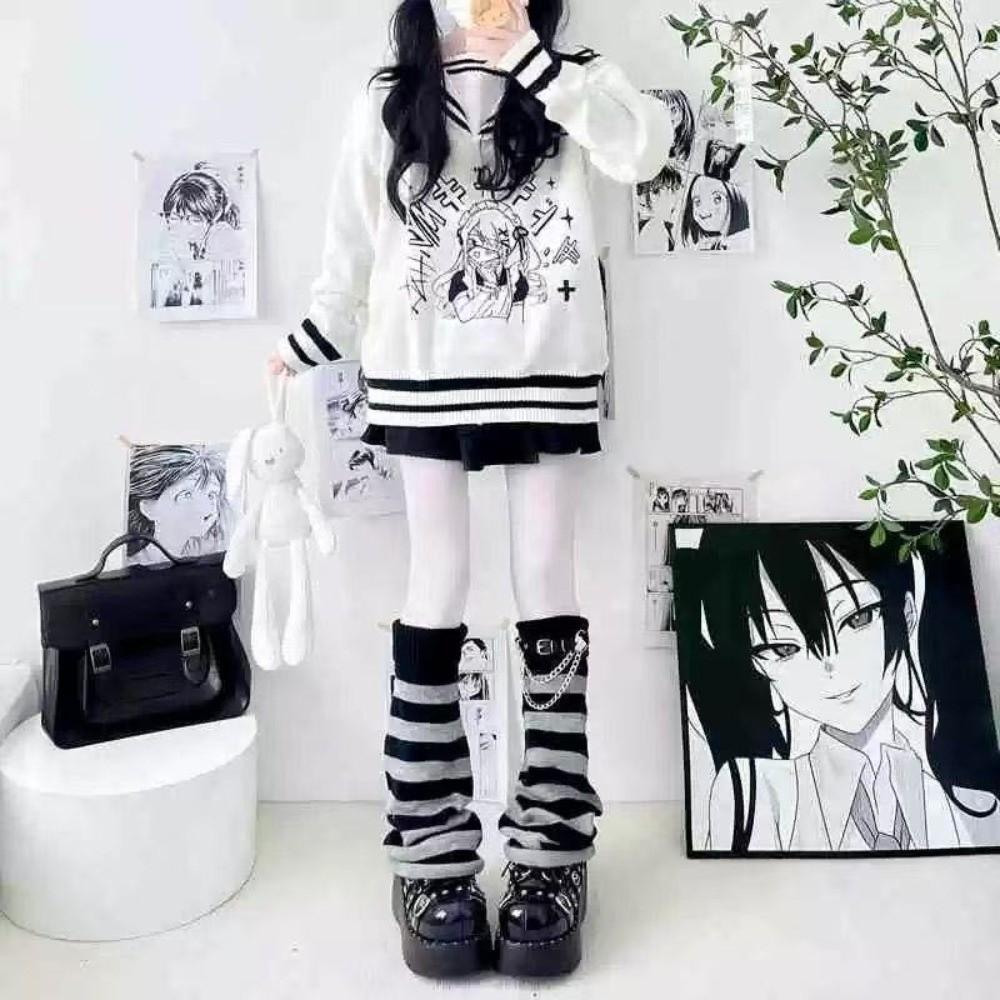Striped Knit Leg Warmers Slouchy Knit Leg Warmers Socks Fashion Slouchy Leg Covers For Women